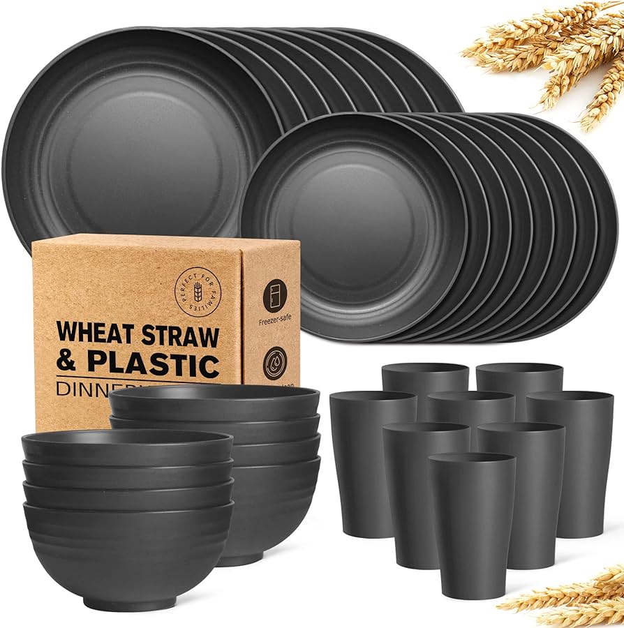 Plastic Wheat Straw Dinnerware Set