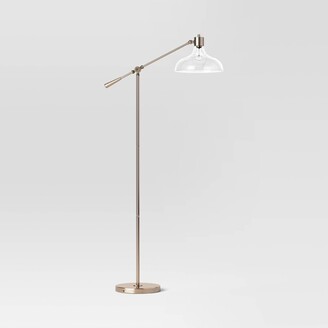 57"x11" Crosby Bell Floor Lamp Brass With Glass Shade - Threshold™: Antique Finish, Adjustable Arm