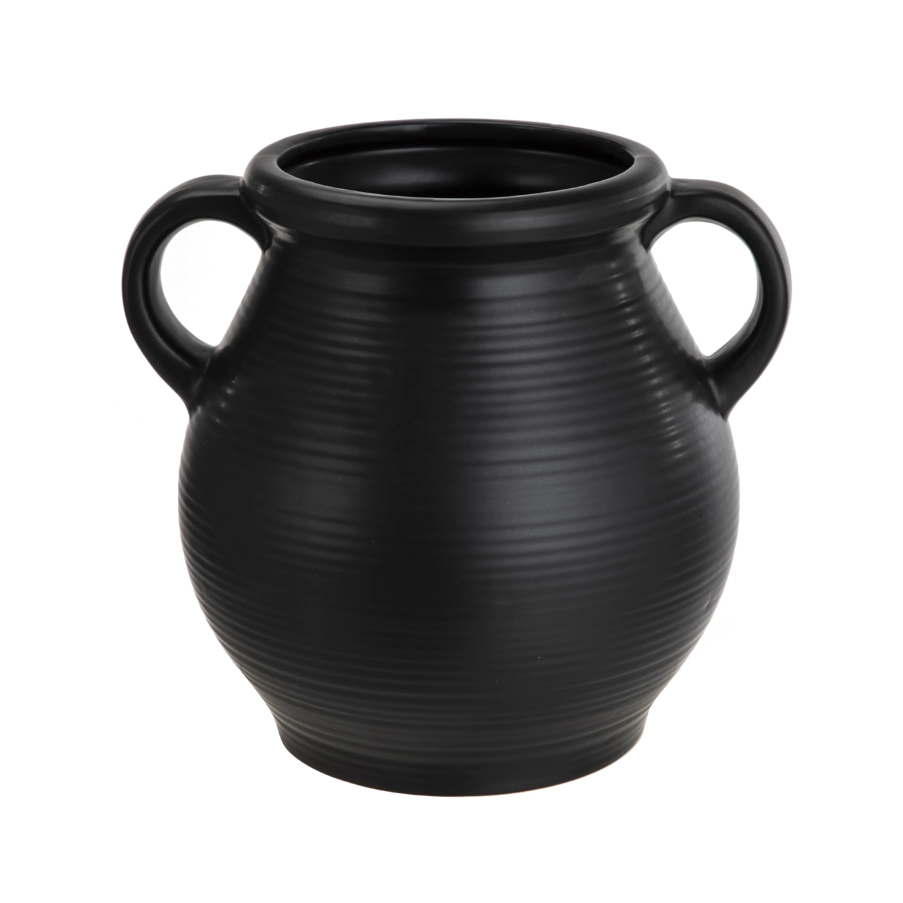 Better Homes & Gardens Classic Black Ceramic Tabletop Vase With Ribbed Finish