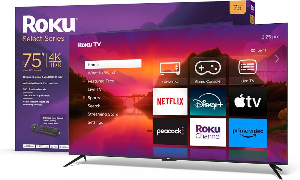 Roku Smart Tv – 75-inch Select Series 4k Hdr Rokutv Enhanced Voice Remote