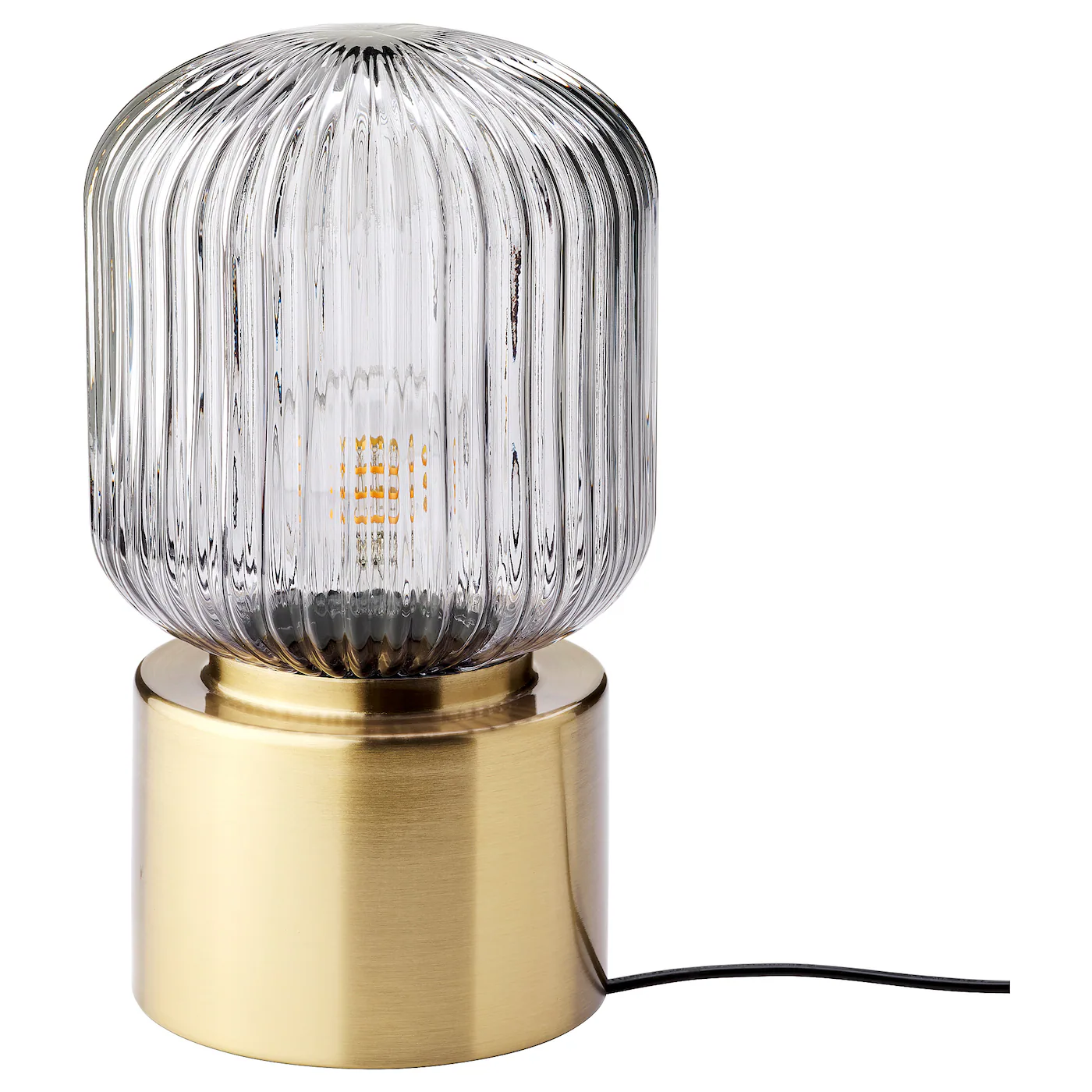Solklint Table Lamp, Brass/gray Clear Glass, 11