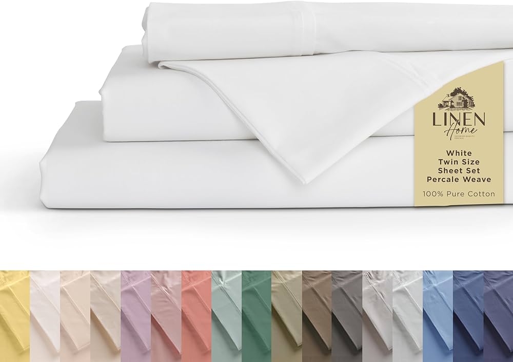 100% Cotton Percale Sheets Twin Size