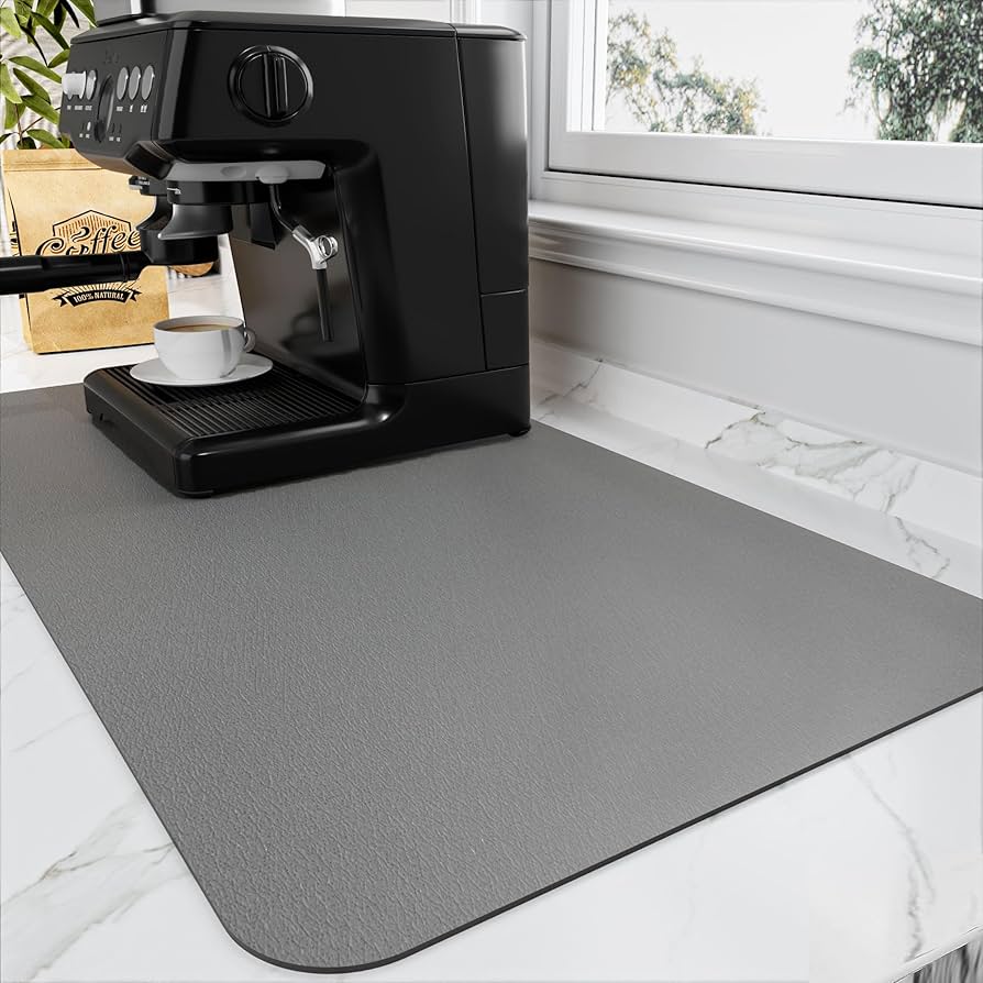 Hotlive Coffee Mat - Coffee Bar Mat For Countertops | Coffee Bar Accessories Fit Under Coffee Maker Espresso Machine | Absorbent Hide Stain Rubber Backed Dish Drying Mat For Kitchen Counter: Home & Kitchen