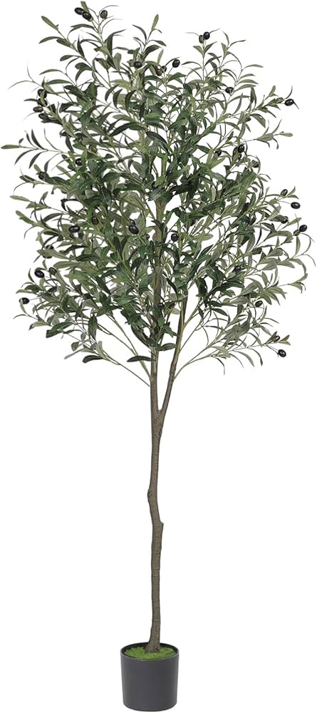 Viagdo Artificial Olive Tree 6ft Tall Fake Potted Olive Silk Tree With Planter Large Faux Olive Branches And Fruits Artificial Tree For Home Office Living Room Decor Indoor
