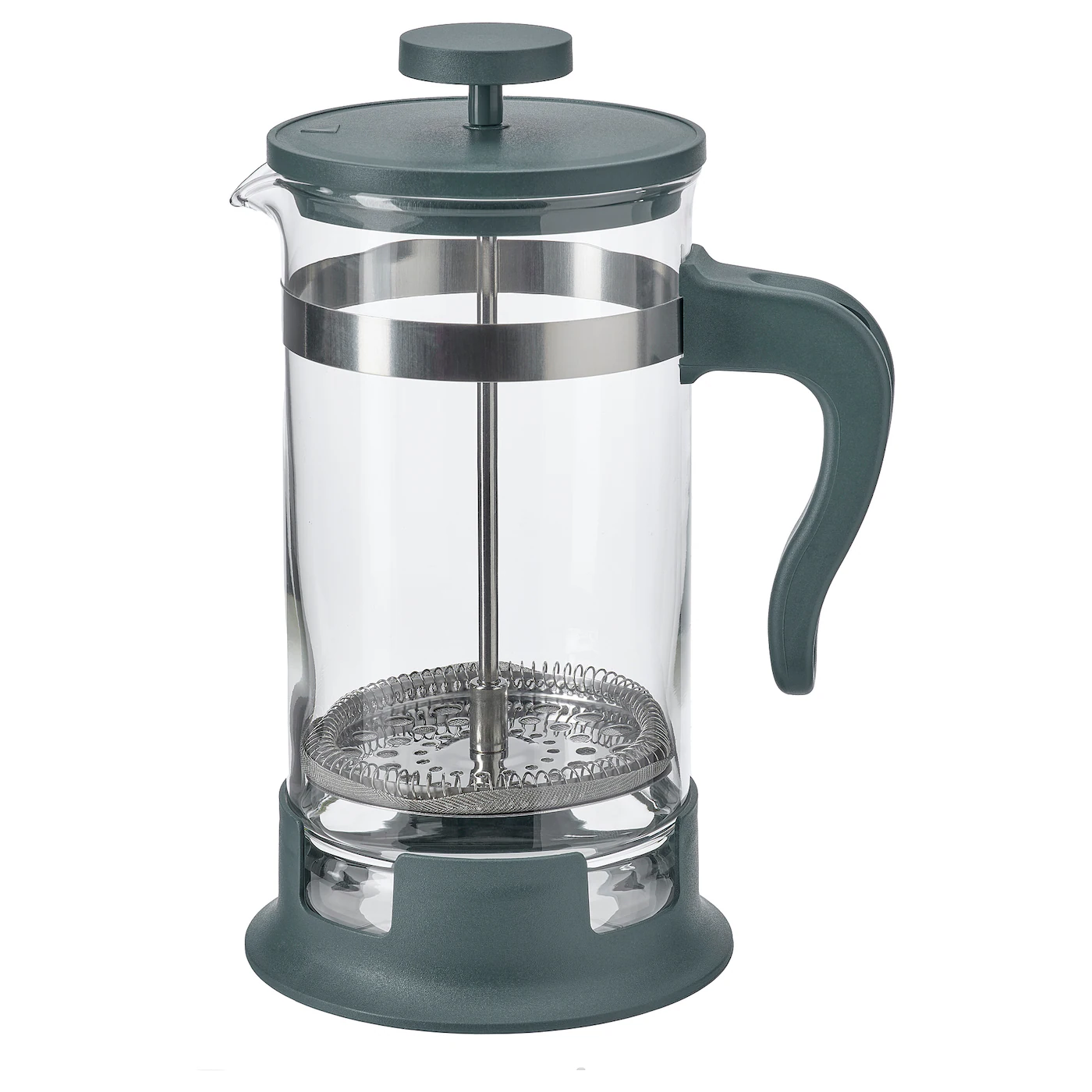 Upphetta French Press Coffee Maker, Glass/stainless Steel Dark Gray-turquoise, 34 Oz