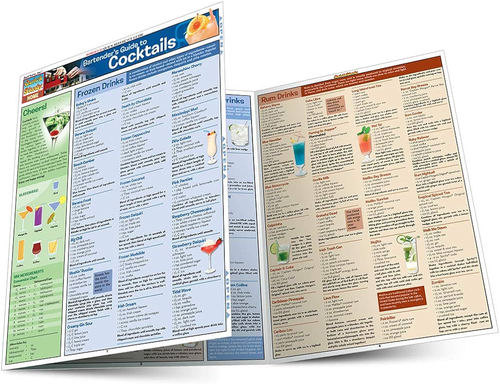 Bartender's Guide To Cocktails: A Quickstudy Laminated Reference Guide (quickstudy Home): Dale Nibbe: 9781423203230: Books