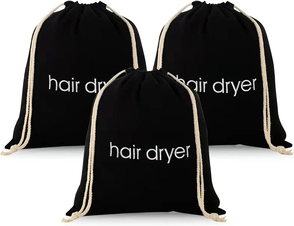 Erkxd 3 | 6 | 8 Pack Hair Dryer Bags Drawstring Bag Container Hairdryer Bag For Travel Bathroom (3 Pcs