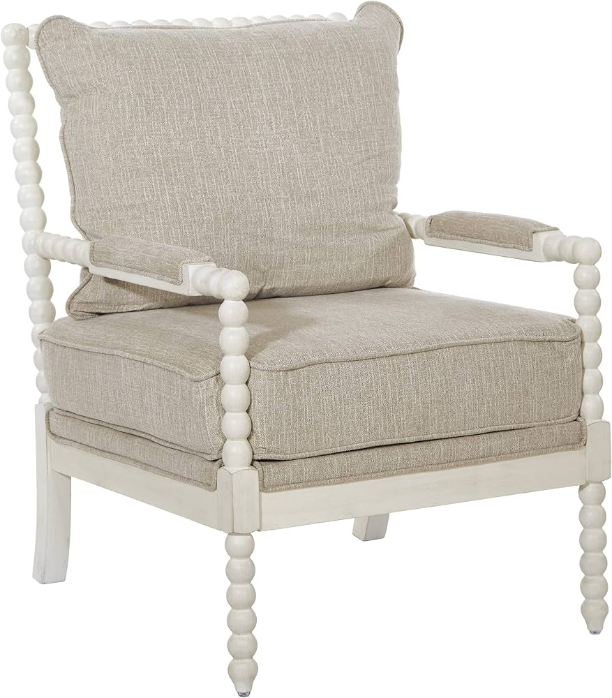 Osp Home Furnishings Kaylee Spindle Accent Chair With Antique White Wood Frame