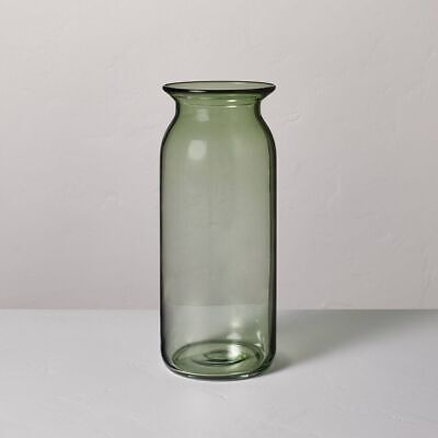 16" Green Glass Decorative Flared Bouquet Vase - Hearth & Hand™ With Magnolia: Farmhouse Style, Tabletop Display, Spot Clean