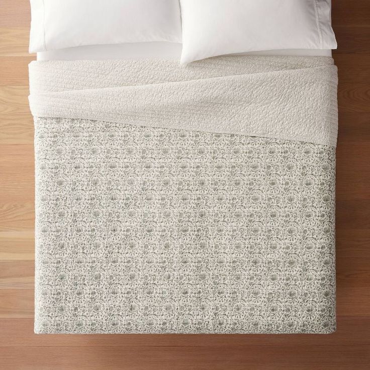King Decorative Border Cotton Slub Print Quilt Light Teal Green – Threshold™ Designed With Studio Mcgee: Floral Botanical Pattern