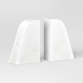 2pc Marble Bookends White - Threshold™: Elegant Support For Books, Sturdy & Easy To Clean