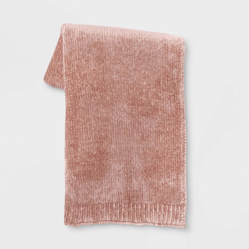 50"x60" Shiny Chenille Throw Blanket Blush - Threshold™: Soft, Reversible, Machine Washable