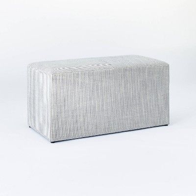 Lynwood Cube Bench Ticking Striped Blue - Threshold™ Designed With Studio Mcgee: No Assembly, Padded Seat, Plywood Frame