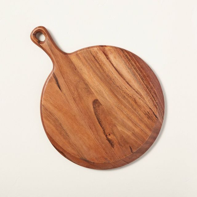 10" Round Wooden Paddle Serving Board Brown - Hearth & Hand™ With Magnolia: Acacia Cheese Platter, Kitchen Tray