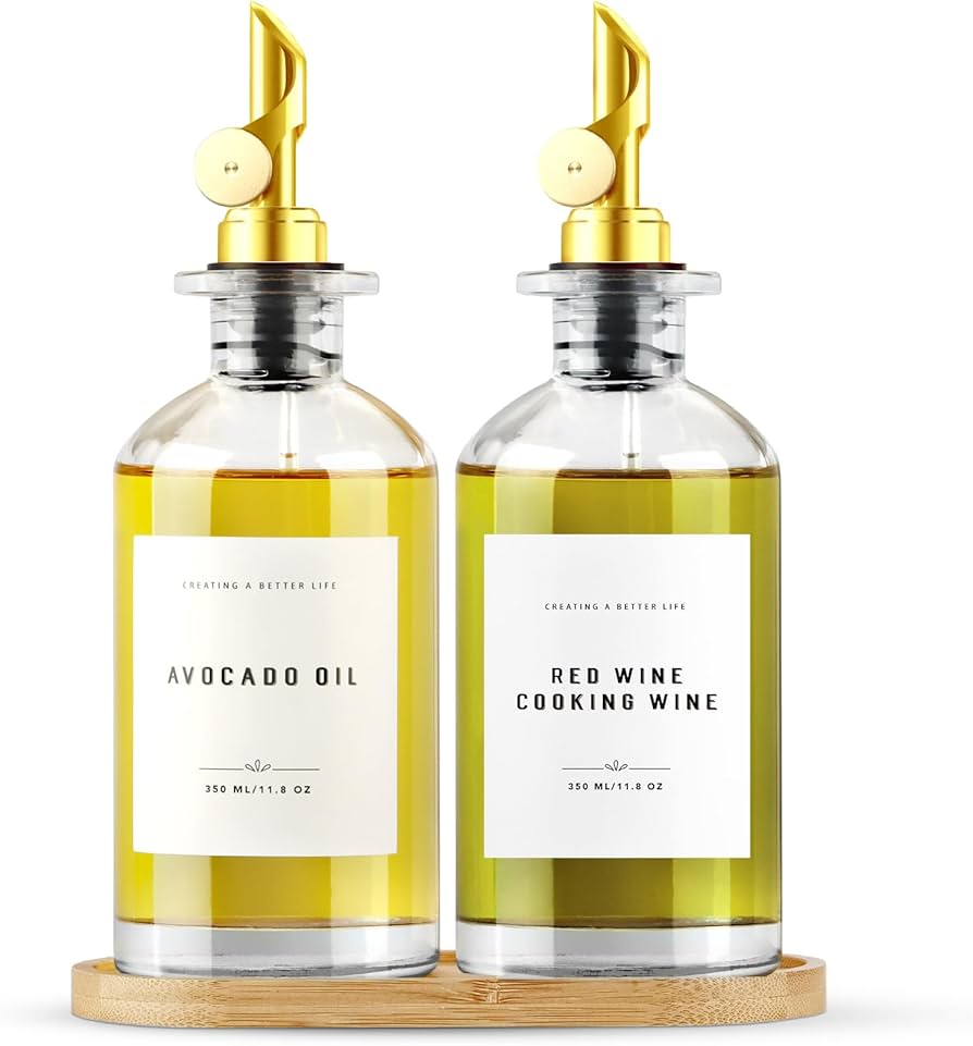 Gixsegie Olive Oil Dispenser Bottle With Bamboo Tray