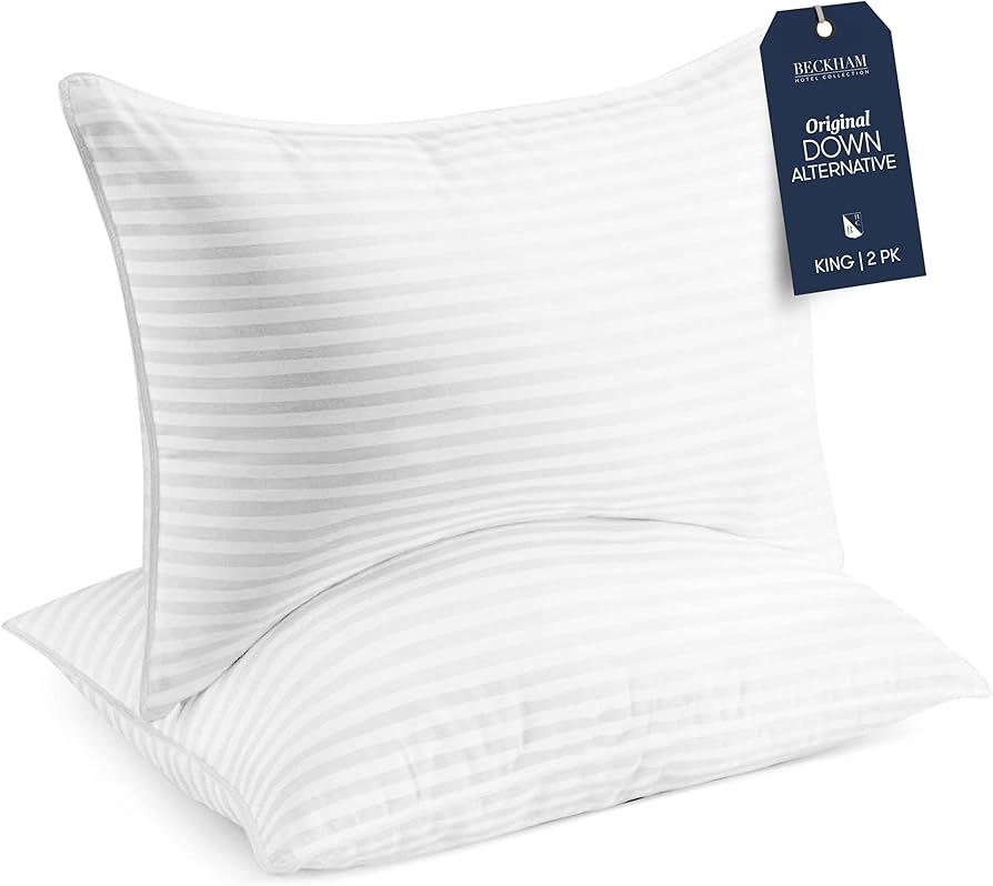 Beckham Hotel Collection Bed Pillows King Size Set Of 2 - Down Alternative Bedding Gel Cooling Big Pillow For Back