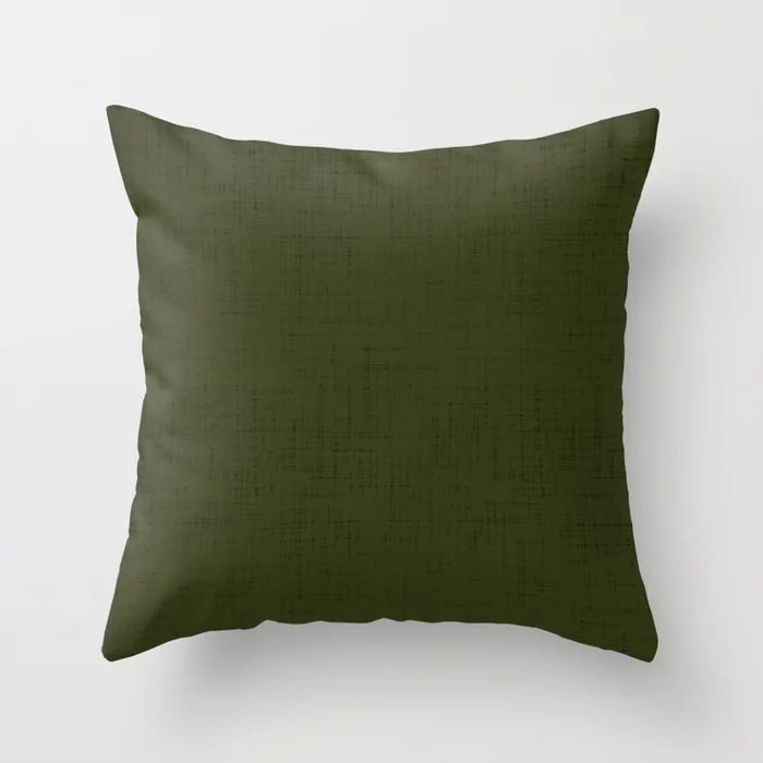 Dark Olive Textured. 2 Throw Pillow By Colortrend
