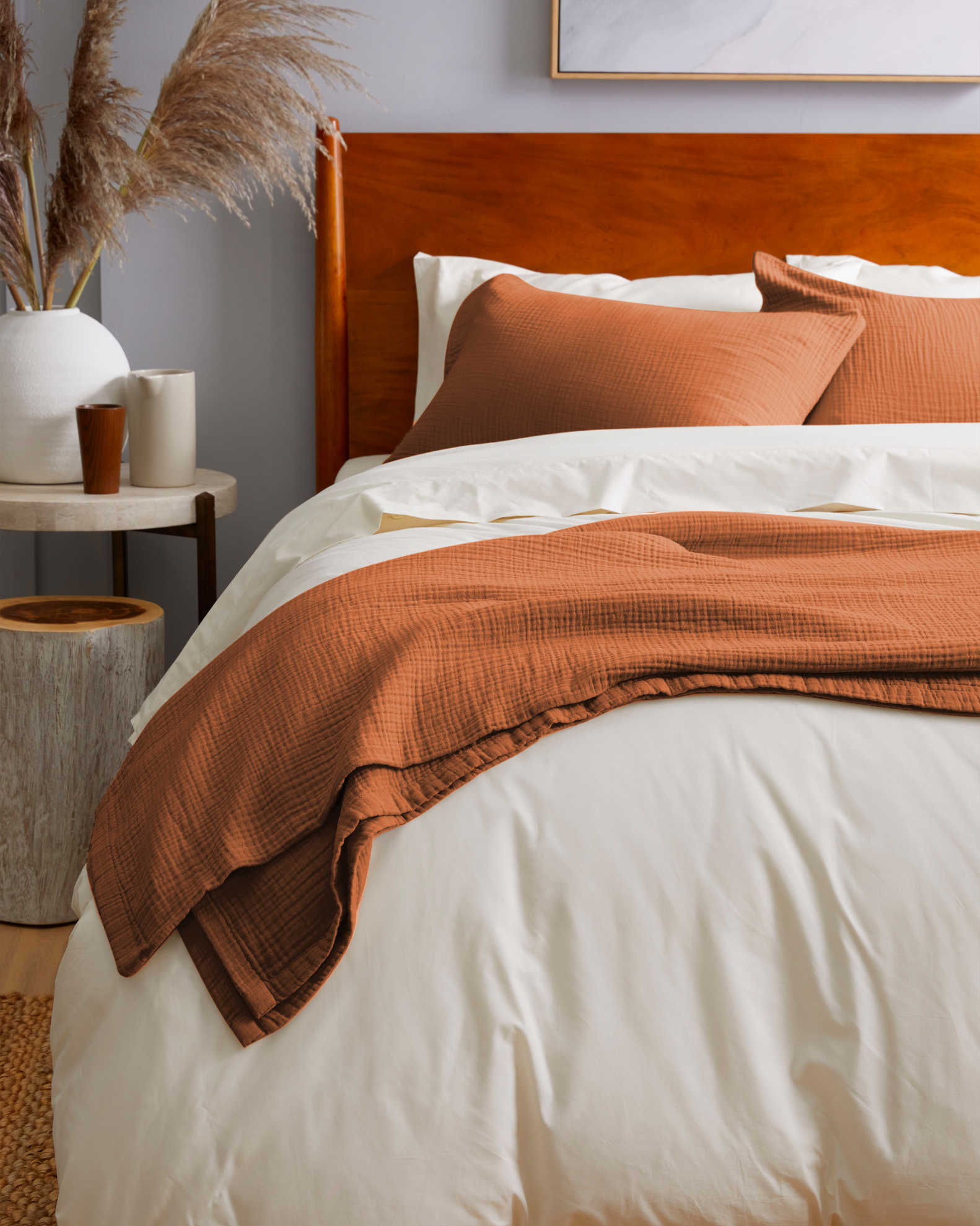Organic Airy Gauze Blanket- Terracotta