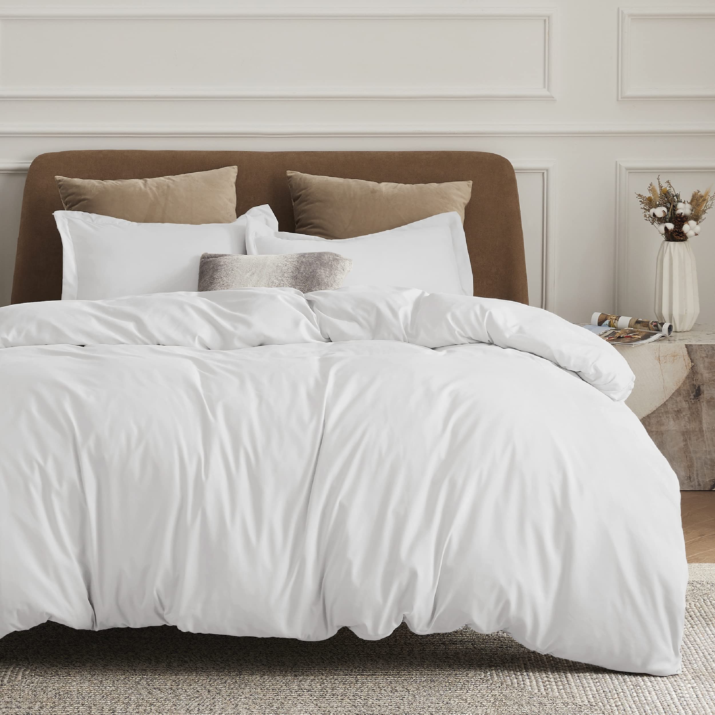 Bedsure White Duvet Cover Queen Size - Soft Double Brushed Duvet Cover For Kids With Zipper Closure