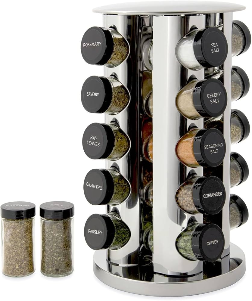Kamenstein 20 Jar Revolving Countertop Spice Rack With Spices Included