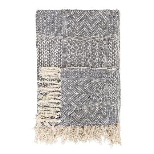 Throw Blue Grey Recycled Cotton Blend Knit Throw | Kyndred