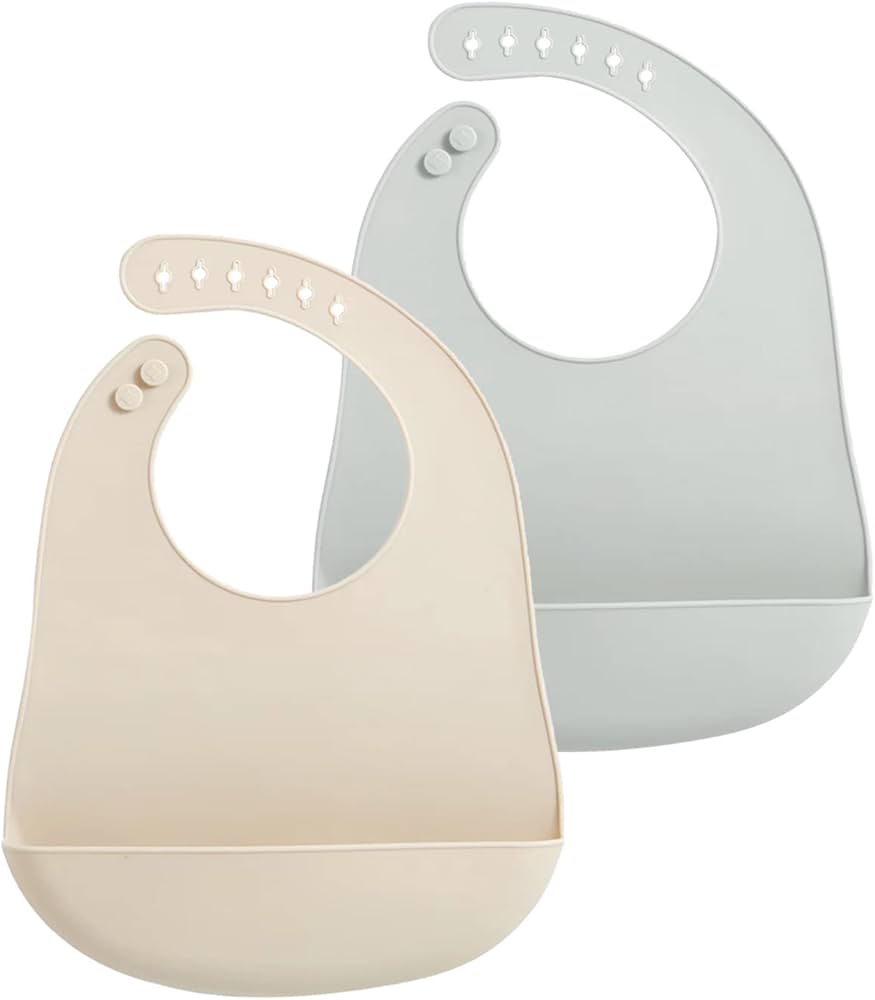 Pandaear 2 Pack Silicone Baby Feeding Bibs Super Thin Light Weight For Babies & Toddlers