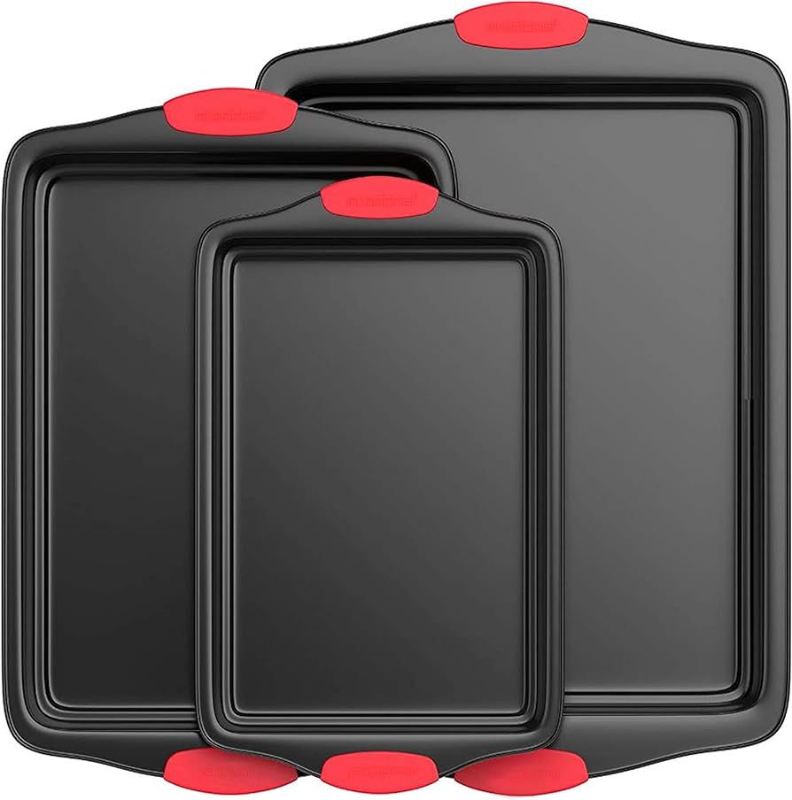 Nutrichef 3-piece Nonstick Kitchen Oven Baking Pans - Premium & Stylish Non-stick Steel