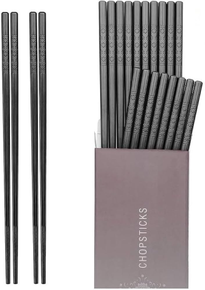 Hiware 10 Pairs Fiberglass Chopsticks - Reusable Chopsticks Dishwasher Safe
