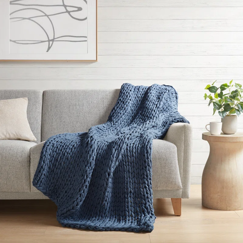 Kelly Clarkson Home Madison Hand Made Chunky Double Knit Throw Blanket