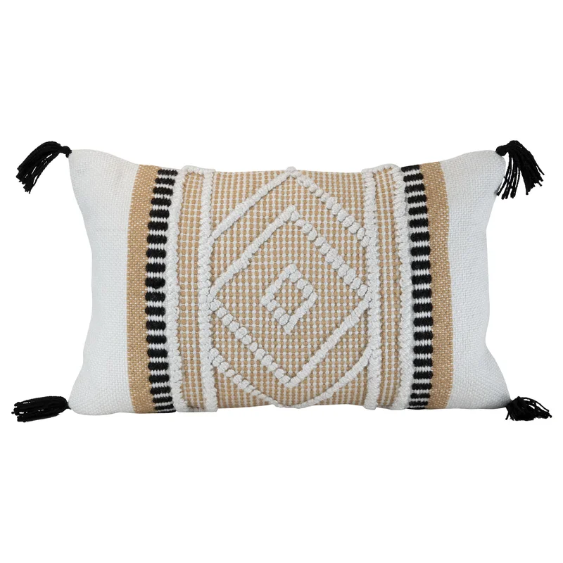 Foreside Home Garden Hand Woven Decorative Outdoor Rectangular Pillow Cover Insert