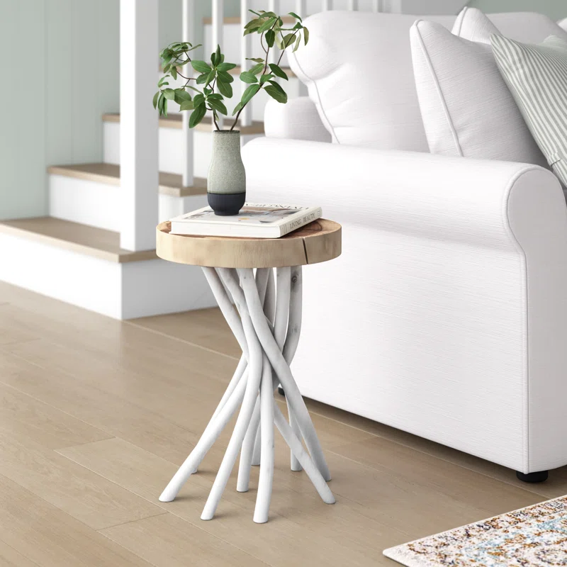 Sand Stable Selah Solid Wood Pedestal End Table