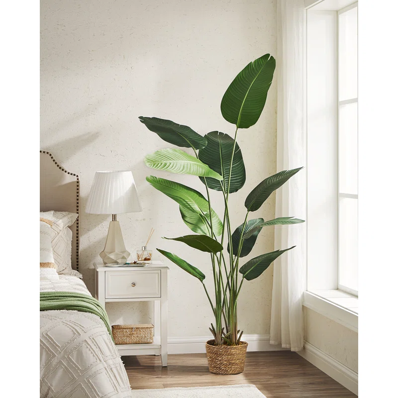 Sand Stable 71 Faux Banana Leaf Tree With Planter Basket
