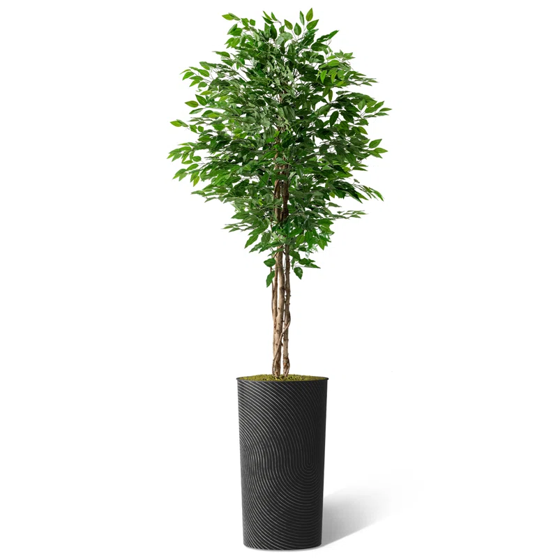Signleader Artificial Tree In Modern Planter Fake Ficus Silk Tree Home Decoration Plant Pot Plus Tree