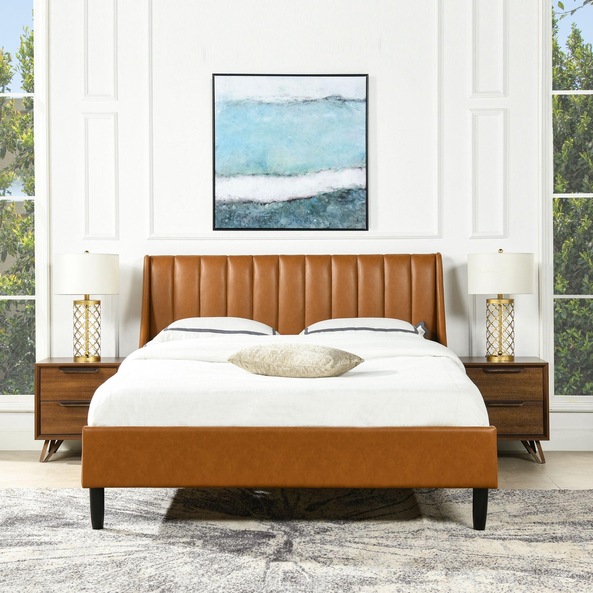 Wade Logan Afraa Tufted Upholstered Low Profile Platform Bed