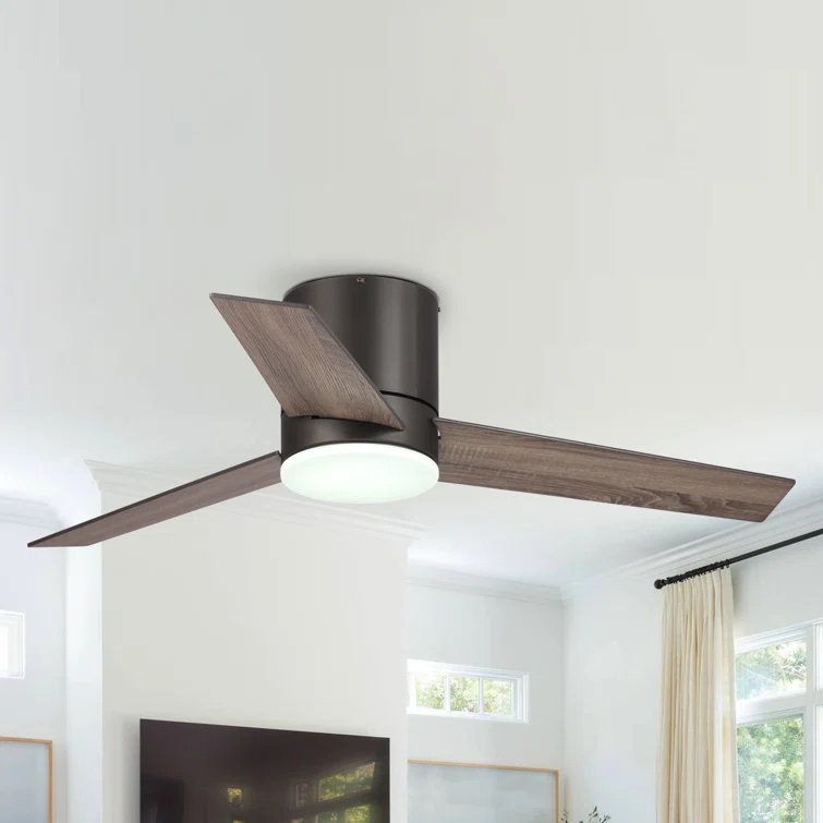 Zipcode Design 48 Figgs 3 Blade Led Flush Mount Ceiling Fan With Remote Control And Light Kit Included