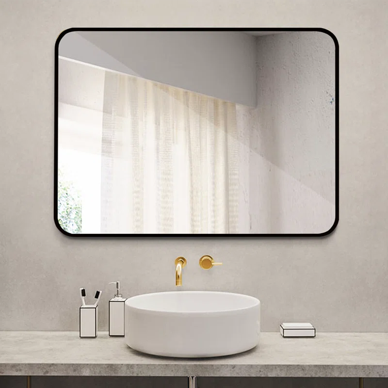 Latitude Run Metal Framed Wall Mounted Bathroom Vanity Mirror