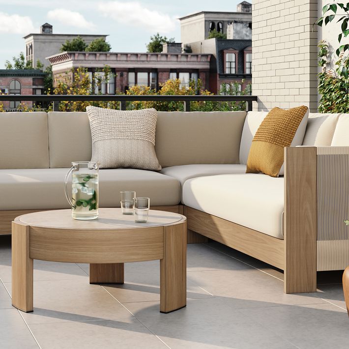 Portside Outdoor Round Coffee Table Weathered Gray H5176