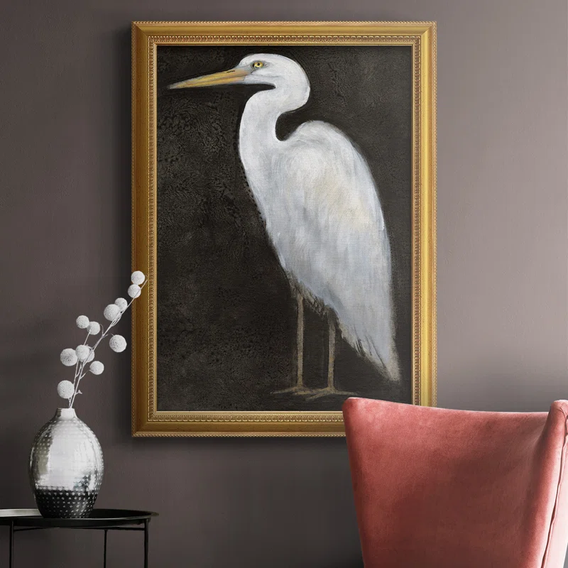 Rosecliff Heights White Heron Portrait I Premium Framed Canvas Ready To Hang