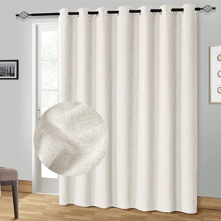 100% Blackout Shield Blackout Curtains Extra Wide Blackout Curtains 100 Inch Patio Door Curtains Linen Blackout Curtain Burlap Curtains For Sliding Glass Door(w100 X L84 1 Panel
