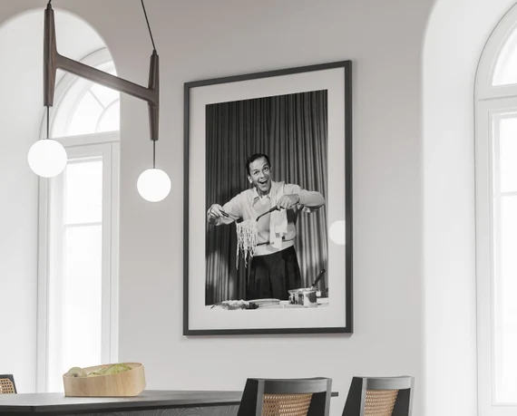 James Bond Eating Spaghetti Poster Black