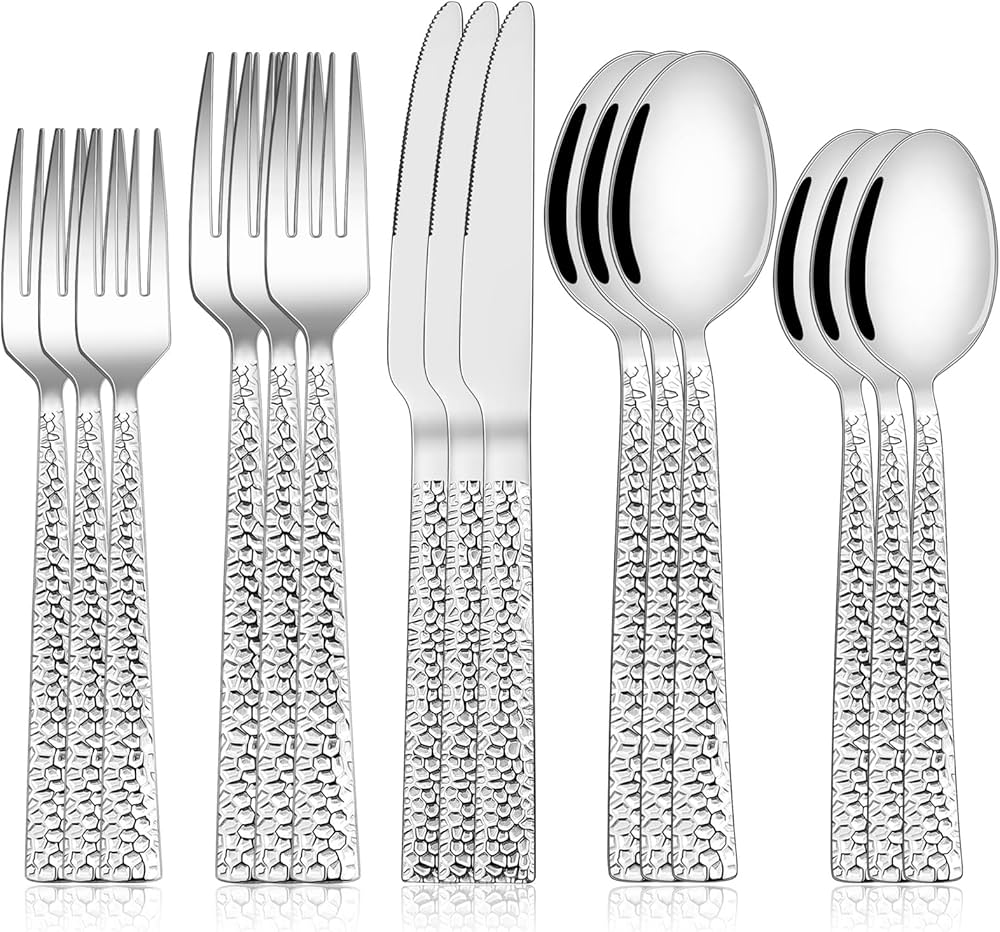 Hammered Silverware Set