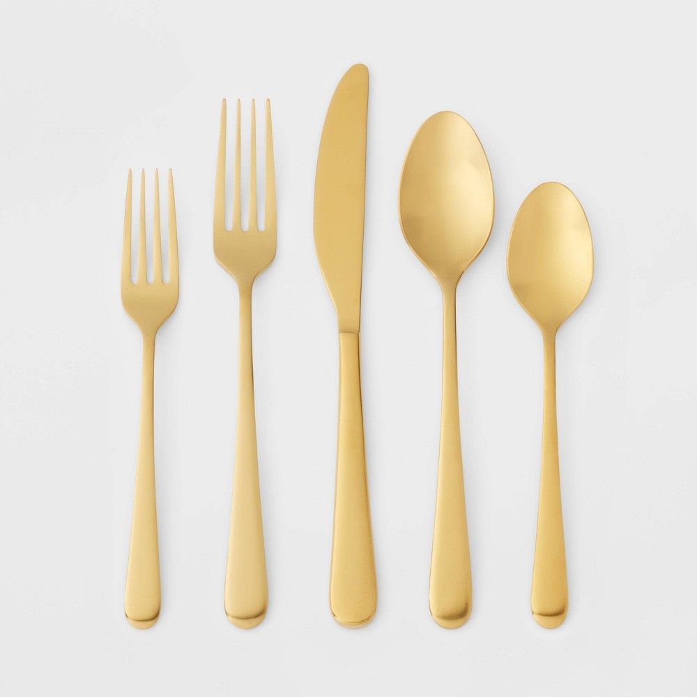 20pc Harrington Flatware Set Gold - Threshold