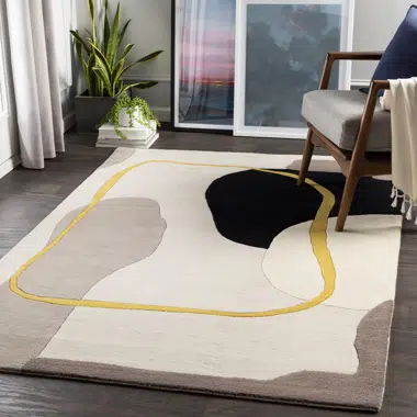 Wade Logan Bamse Abstract Hand Tufted Wool Light Graytaupe Area Rug