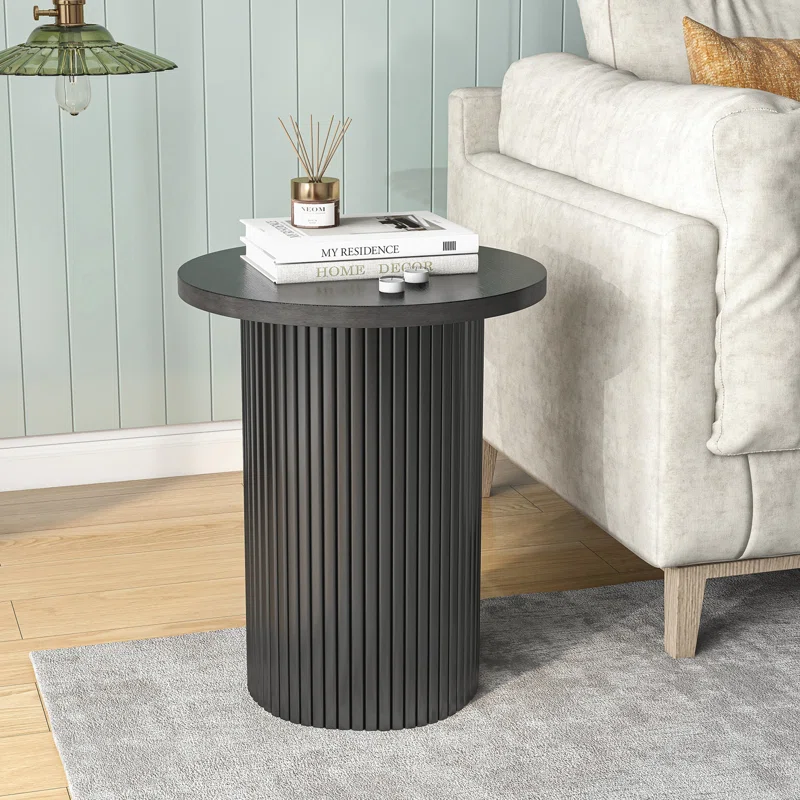 Hokku Designs Serwon 22 Tall Pedestal Wood Round End Table