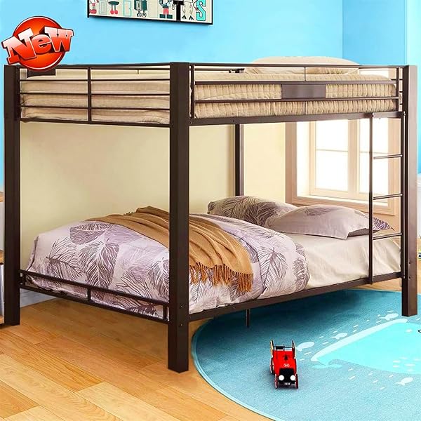 Ishved Latest Upgraded And Stronger Steel Heavy Duty Bunk Bed Queen Over Queen Size
