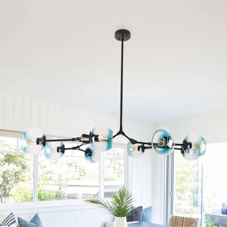 George Oliver Pendent 8 Light Sputnik Modern Linear Chandelier