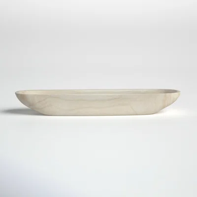 Rosecliff Heights Polystone Oval Long Decorative Bowl In Gray