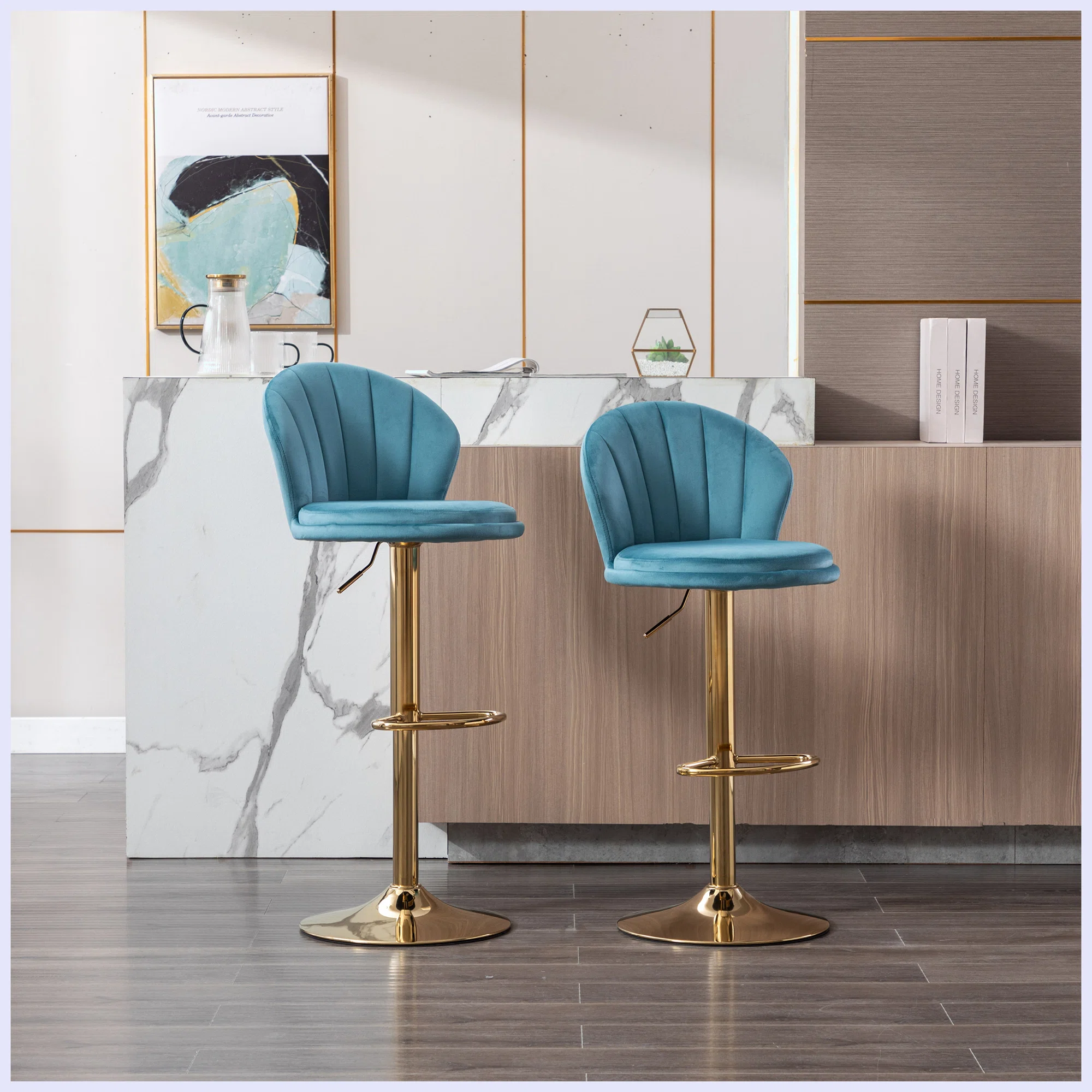 Everly Quinn Bar Stools With Chrome Footrest And Base Swivel Height Adjustable Mechanical Lifting