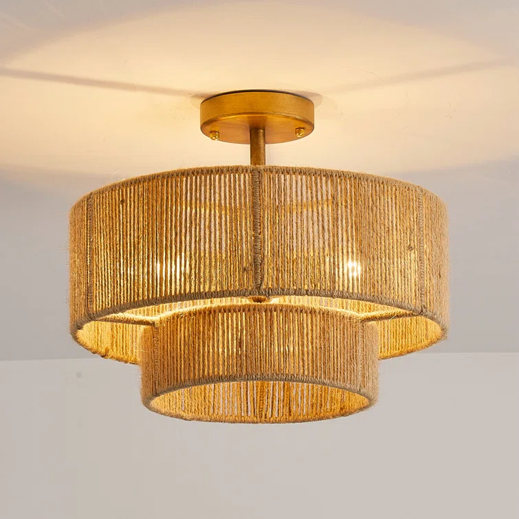  2 Tier Drum Semi Flush Mount