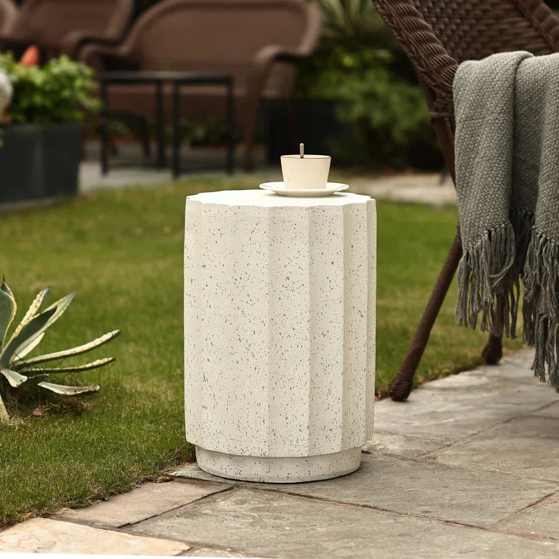 Dakota Fields Digrazia Cement Round Outdoor Side And End Table